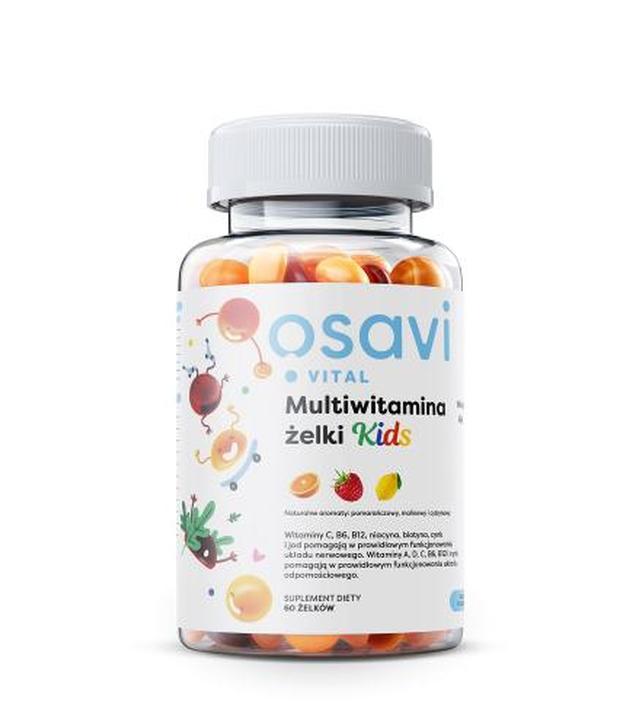 OSAVI Multiwitamina Żelki Kids Pomarańcza Malina Cytryna bez cukru, 60 żelków