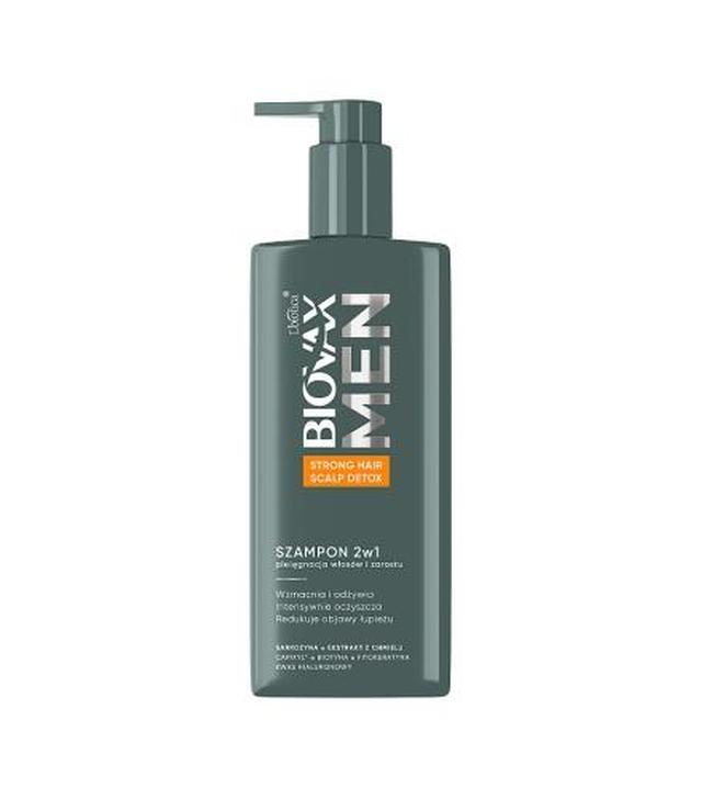 Biovax Men strong hair & scalp detox szampon 2w1 pielęgnacja włosów i zarostu, 200 ml