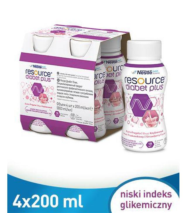Resource Diabet Plus, dieta kompletna w płynie, smak truskawkowy, 4 x 200 ml