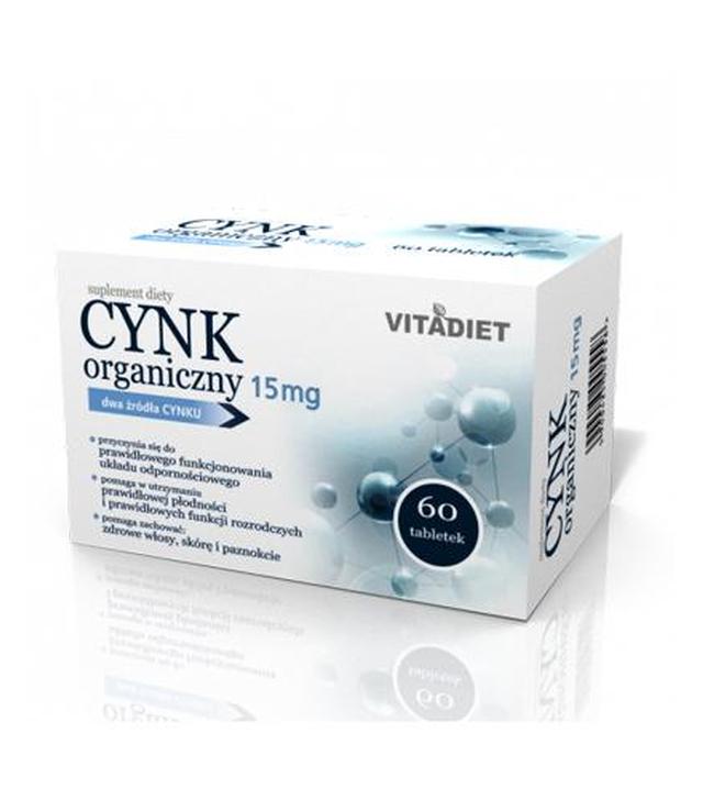 VITADIET Cynk organiczny 15 mg - 60 tabl. - cena, dawkowanie, opinie