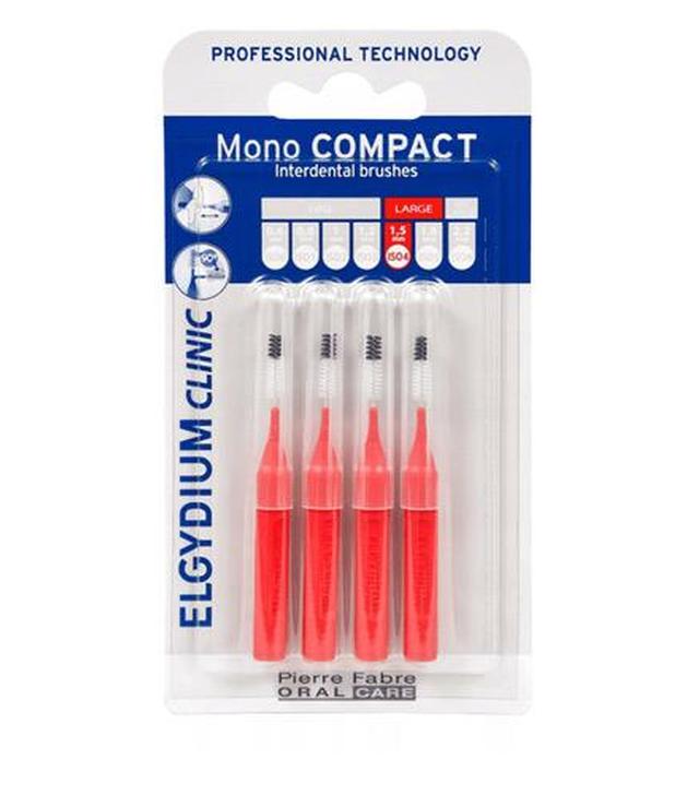 Elgydium Clinic Mono Compact Szczoteczki międzyzębowe 1,5 mm czerwone - 4 szt. - cena, opinie, stosowanie