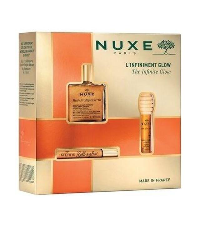 Nuxe Glow Huile Prodigieuse Or Zestaw świąteczny Olejek wielofunkcyjny 50 ml + Roll-on 8 ml + Olejek do ust 10 ml