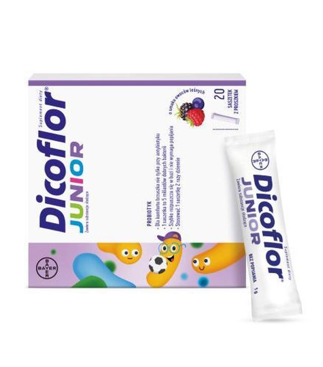 Bayer Dicoflor Junior o smaku owoców leśnych, saszetki, 20 sztuk