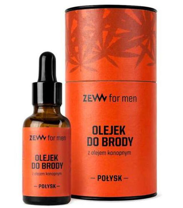 Zew for men Rewitalizujący olejek do brody z olejem konopnym o zapachu drzewa sandałowego i piżma Nadaje połysk - 30 ml - cena, opinie, właściwości