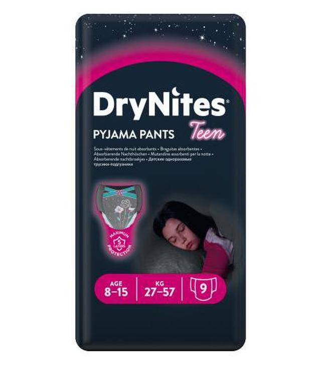 HUGGIES DRYNITES Pieluchomajtki dla dziewczynki 8-13 lat 30-48 kg, 9 sztuk