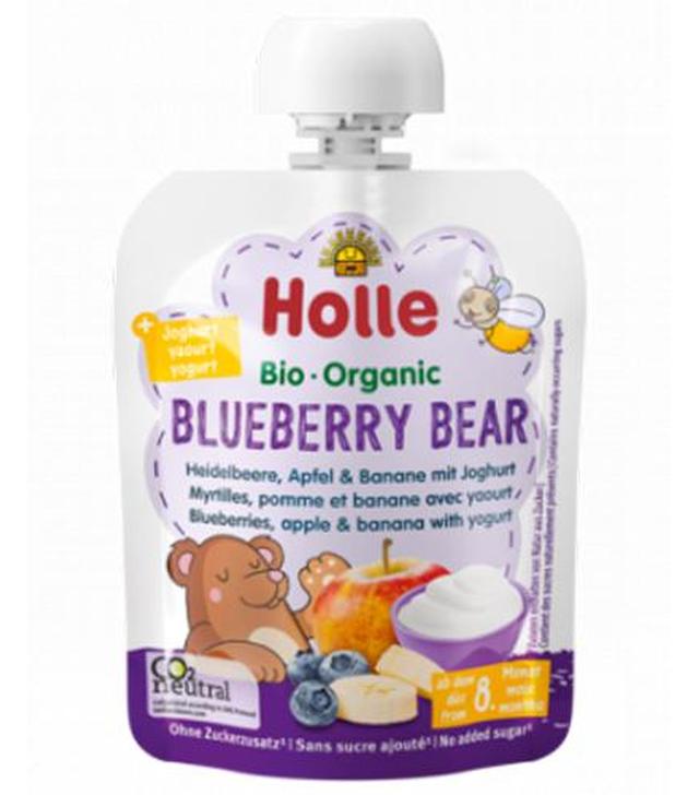 Holle Bio mus owocowy z jogurtem Borówkowy miś od 8 miesiąca, 85 g, cena, opinie, wskazania
