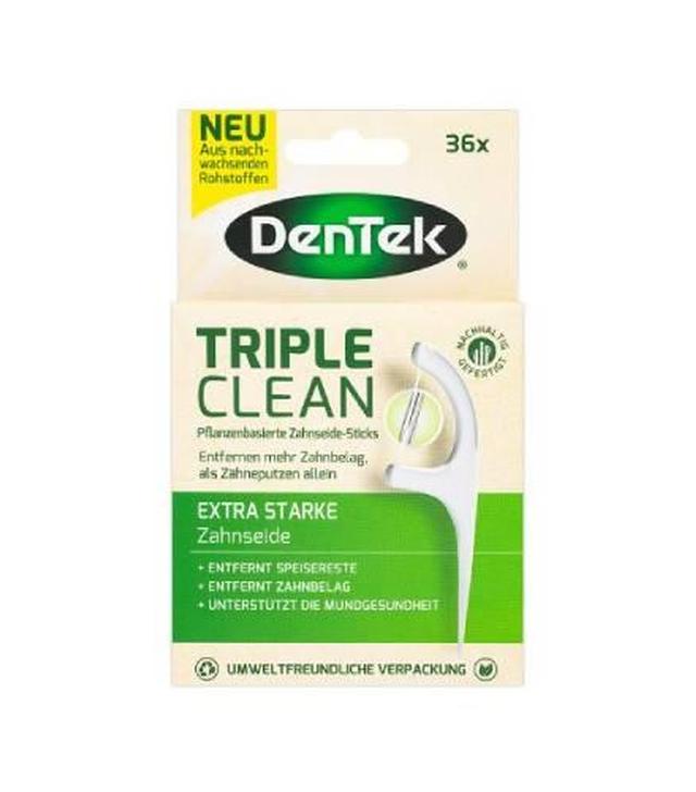 Dentek, Triple Clean, niciowykałaczki (flossery), ekologiczne wykałaczki stomatologiczne z nicią dentystyczną, 36 sztuk