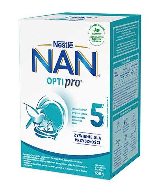 Nestle Nan Optipro 5 Mleko modyfikowane wzbogacone w witaminy i składniki mineralne dla dzieci po 2,5 roku życia, 650 g