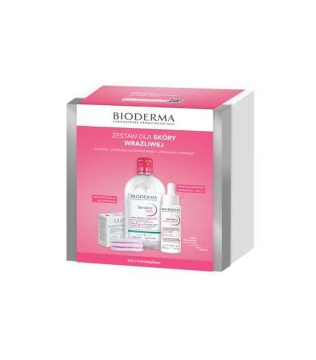 Bioderma Sensibio Zestaw Xmass 2024 H2O Woda micelarna 500ml + Defensive Serum 30ml + Płatki kosmetyczne Glov puszyste 3 sztuki