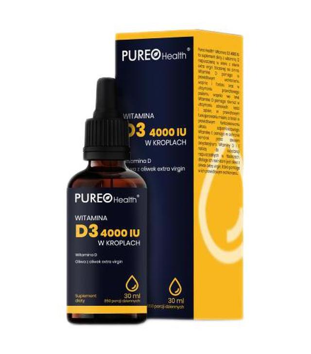 Pureo Health Witamina D3 4000 IU w kroplach, 30 ml cena, opinie, właściwości