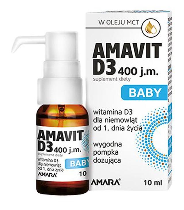 Amavit D3 baby 400 j.m., 10 ml, cena, opinie, dawkowanie - ważny do 2025-08-31