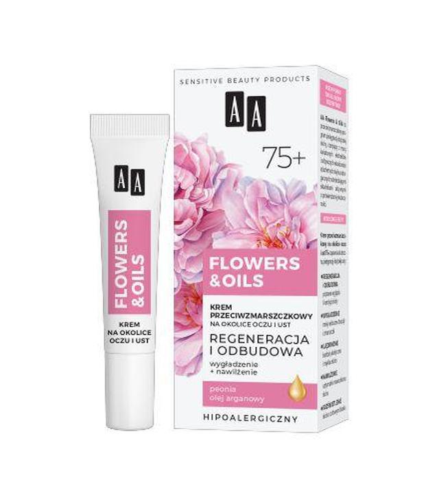 AA FLOWERS & OILS 75+ Krem przeciwzmarszczkowy na okolice oczu i ust, 15 ml