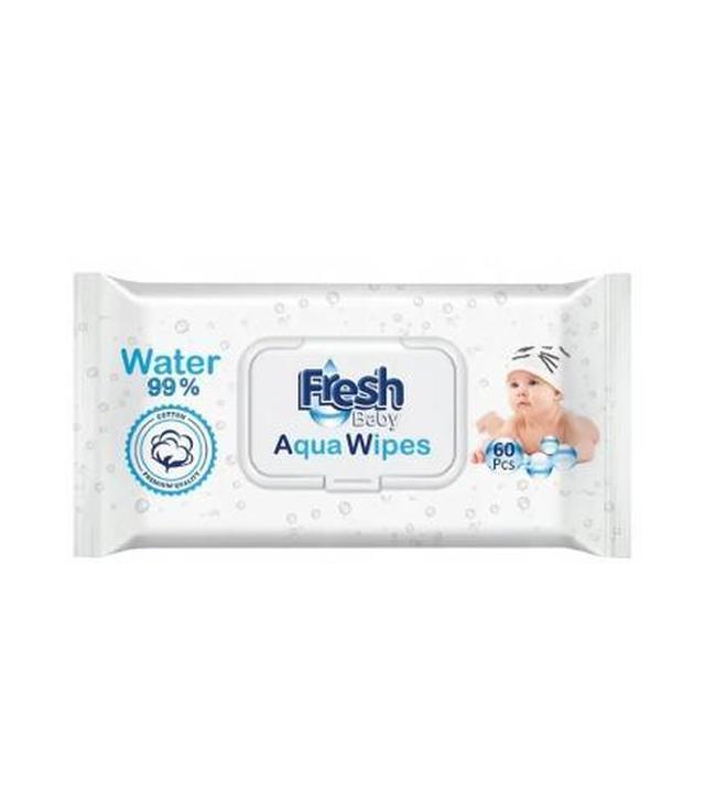 Fresh Baby, Aqua Wipes, Chusteczki do oczyszczania skóry, 60 sztuk