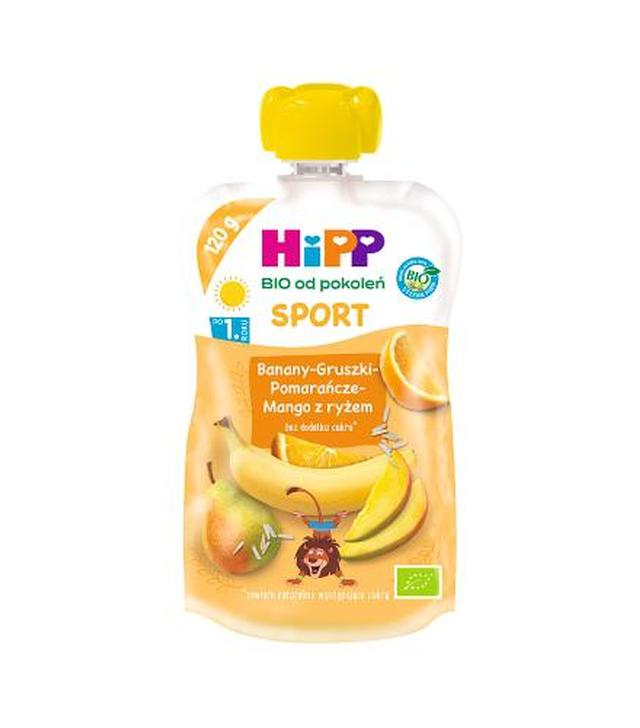HIPP Hippis Sport Mus Banany-Gruszki-Pomarańcze-Mango z ryżem - 120 g - ważny do 2025-07-10