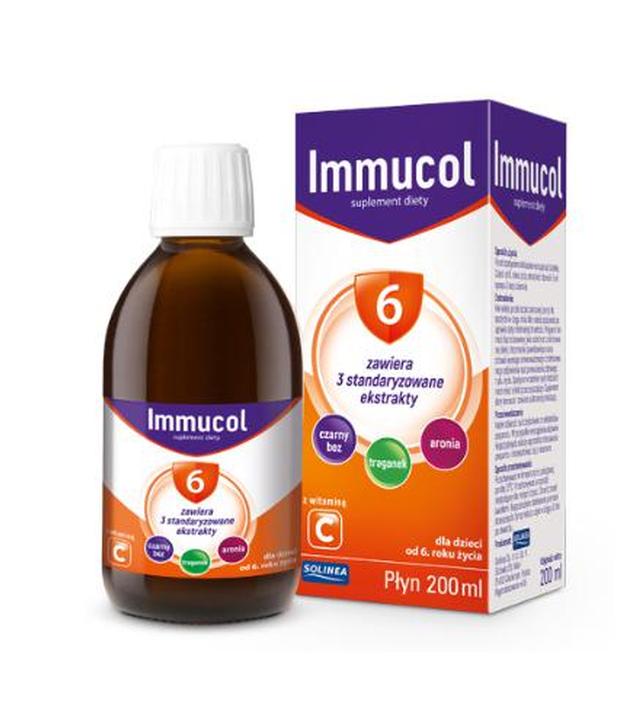 SOLINEA IMMUCOL 6+ Syrop - 200 ml. Wsparcie odporności u dzieci od 6. roku życia. - cena, opinie, wskazania - ważny do 2025-07-31