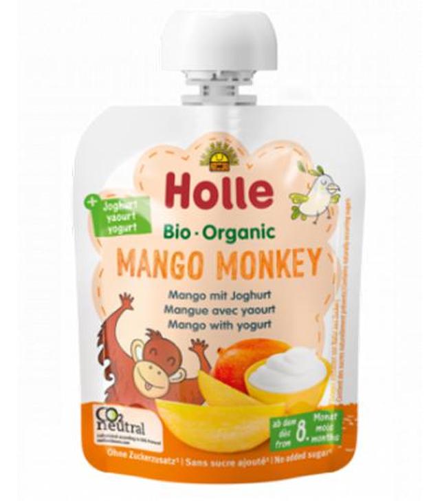 Holle Bio mus owocowy z jogurtem Mango małpka od 8 miesiąca, 85 g, cena, opinie, właściwości