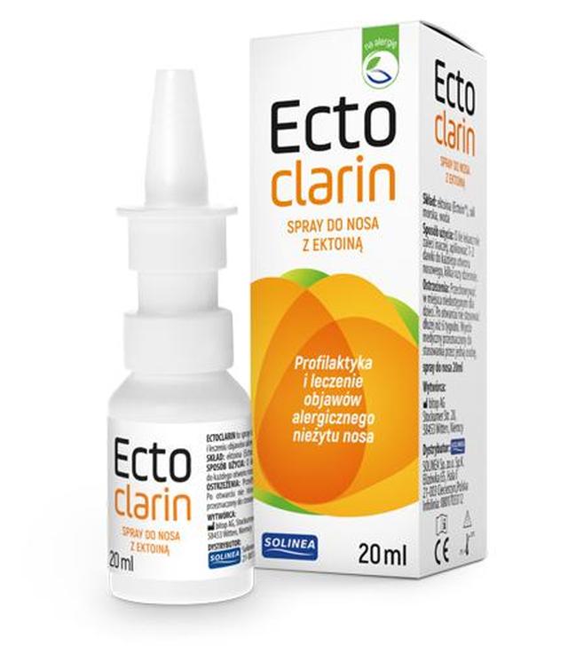 ECTOCLARIN Spray do nosa z ektoiną - 20 ml - łagodzi objawy alergii - cena, ulotka, właściwości