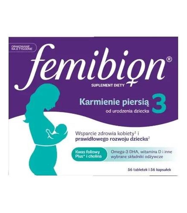 Femibion 3 Karmienie Piersią, 56 tabletek powlekanych + 56 kapsułek miękkich