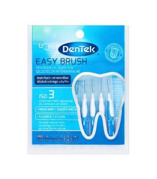 Dentek, Easy Brush, szczoteczki międzyzębowe, rozmiar 3 (0,6 mm), 6 sztuk