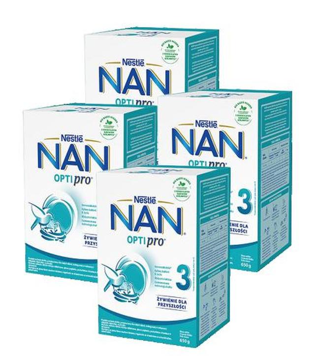 Nestle Nan Optipro 3 Mleko modyfikowane wzbogacone w witaminy i składniki mineralne dla dzieci po 1. roku życia, 4 x 650 g