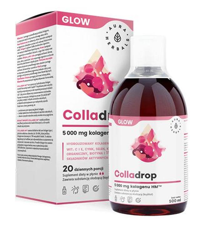 Aura Herbals Colladrop Glow 5000 mg kolagenu HM, 500 ml, cena, wskazania, właściwości