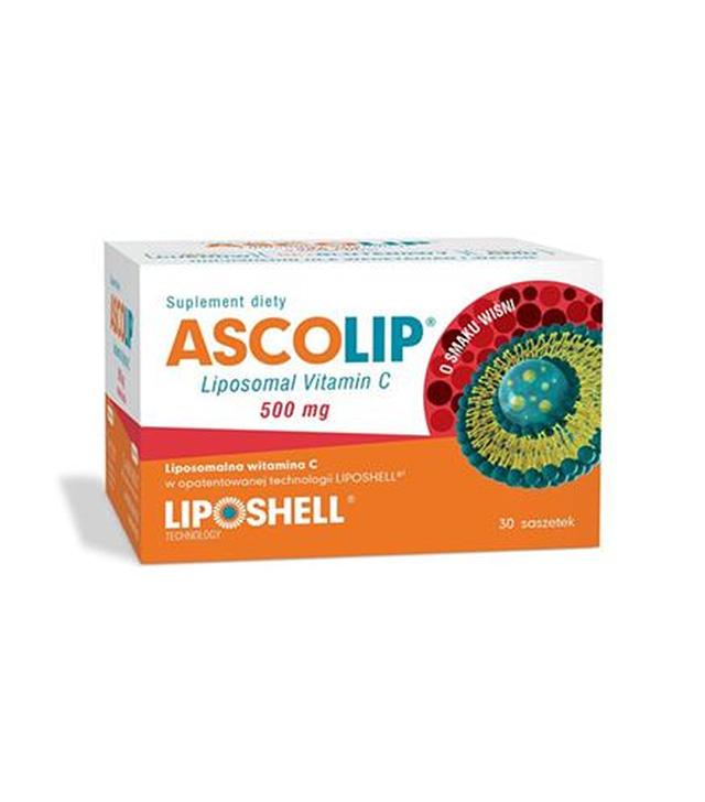 Ascolip Liposomal witamina C 500 mg o smaku wiśni - 30 saszetek - cena, opinie, właściwości