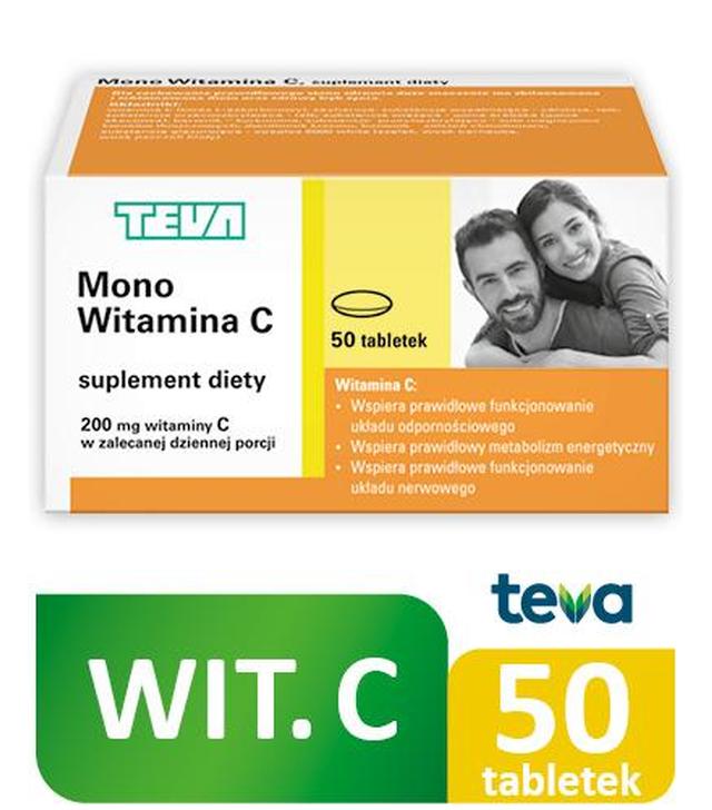 MONO WITAMINA C 200 mg TEVA - 50 tabl. Przy niedoborze witaminy C.