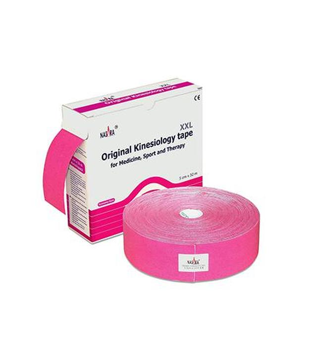 Nasara Kinesiology Tape XXL, 5 cm x 32 m, różowy, 1 szt., cena, opinie, właściwości