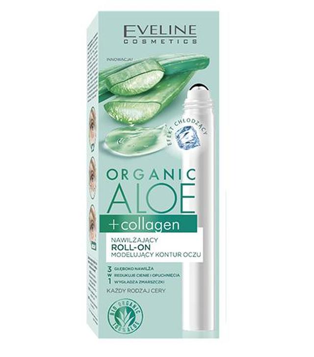 Eveline Cosmetics Organic Aloe + Collagen Nawilżający roll-on modelujący kontur oczu, 15 ml, cena, opinie, wskazania - ważny do 2025-10-08