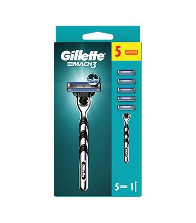 Gillette Mach3 Maszynka do golenia dla mężczyzn, 1 sztuka, 5 ostrzy wymiennych