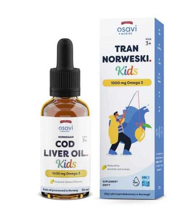 OSAVI Tran Norweski Kids 1000 mg Omega 3, cytrynowy, 50 ml
