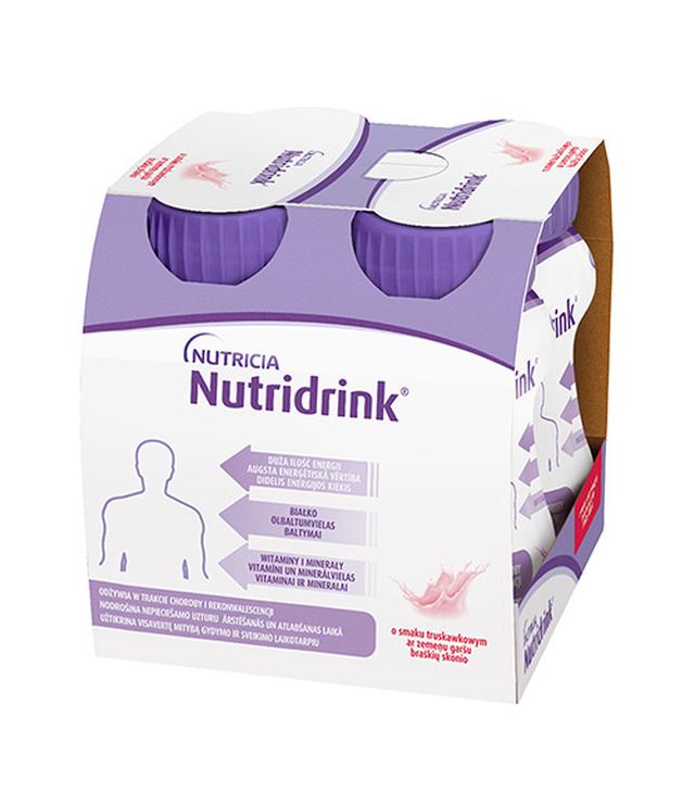 Nutridrink, smak truskawkowy, płyn, 4 x 125 ml