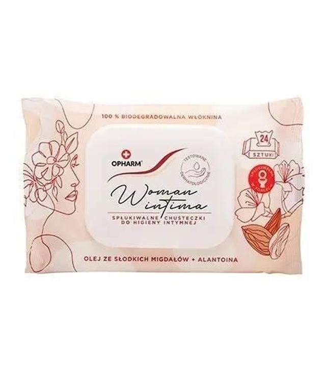 Opharm Woman Intima Spłukiwalne chusteczki do higieny intymnej, 24 sztuki - ważny do 2025-10-31