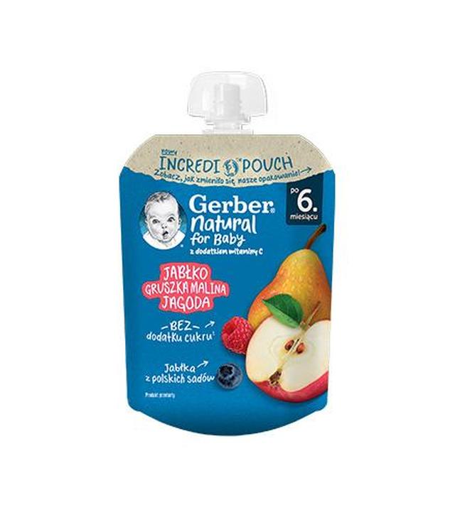 Gerber Natural For Baby Deserek jabłko-gruszka-malina-jagoda po 6. miesiącu, 80 g