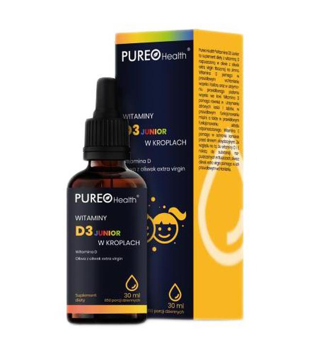 Pureo Health Witamina D3 Junior w kroplach, 30 ml cena, opinie, dawkowanie