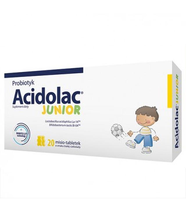 Acidolac Junior Misio - Tabletki biała czekolada, 20 tabl., cena, opinie, wskazania