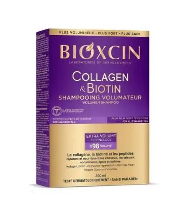Bioxcin Collagen & Biotin, Szampon dodający włosom objętości, przeciw wypadaniu włosów, 300 ml