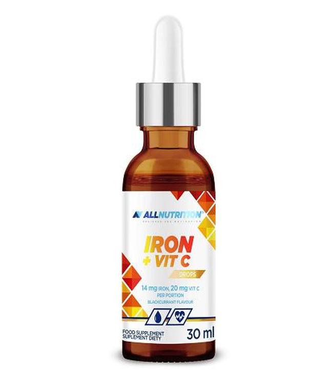 Allnutrition, Iron + Vit C krople, czarna porzeczka, 30 ml - ważny do 2025-10-22