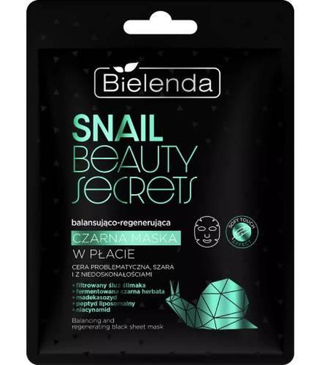 Bielenda Snail Beauty Secrets, Balansująco-regenerująca czarna maska w płacie, 1 sztuka