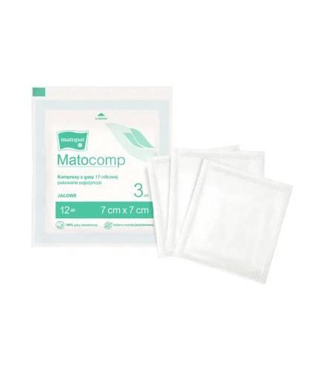 Matocomp kompresy jałowe 7x7cm 17 nitkowe, 12 warstwowe, 3 sztuki