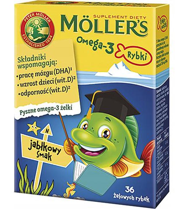 Mollers Omega-3 Rybki Żelki o smaku jabłkowym, 36 szt., cena, opinie, składniki