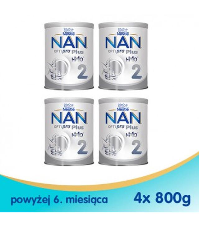 Nestle NAN OPTIPRO Plus 2 HM-O Mleko następne dla niemowląt powyżej 6 miesiąca, 4X800 g (puszka)