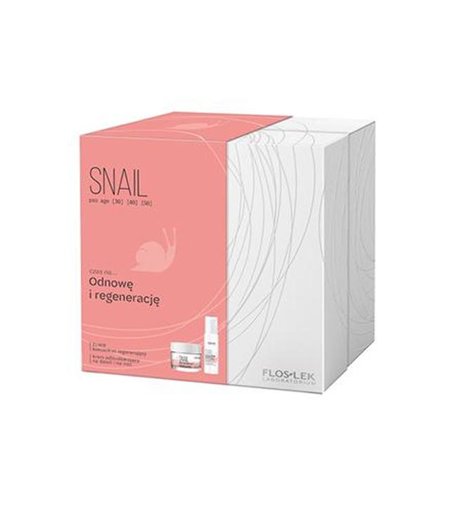 Floslek Snail Zestaw Elixir Koncentrat, 30 ml + Regenerujący Krem odbudowujący na dzień i na noc, 50 ml