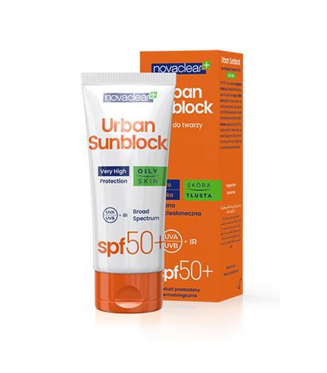 Novaclear Urban Sunblock Krem ochronny do skóry tłustej SPF 50+, 40 ml, cena, opinie, wskazania