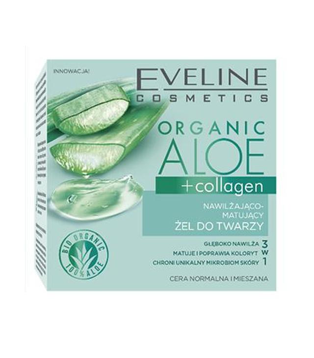 Eveline Cosmetics Organic Aloe + Collagen Nawilżająco-matujący żel do twarzy, 50 ml, cena, opinie, stosowanie