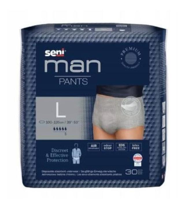 Seni Man Pants, Majtki chłonne, 5 kropli, rozmiar L, 30 sztuk