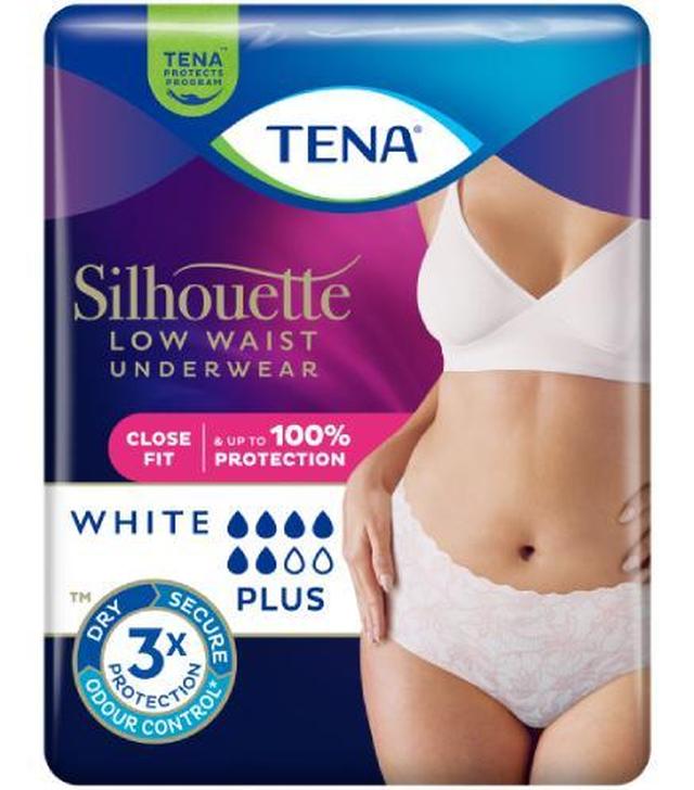 TENA Silhouette Plus majtki chłonne z niskim stanem, White, rozmiar M, 12 sztuk