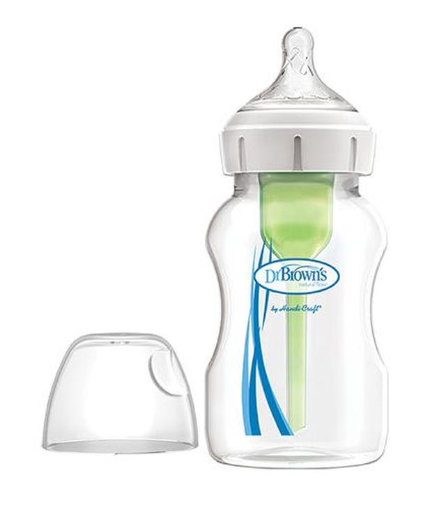 Dr Brown's Options + Butelka Antykolkowa do karmienia niemowląt szeroka szyjka, 330 ml, cena, opinie, stosowanie