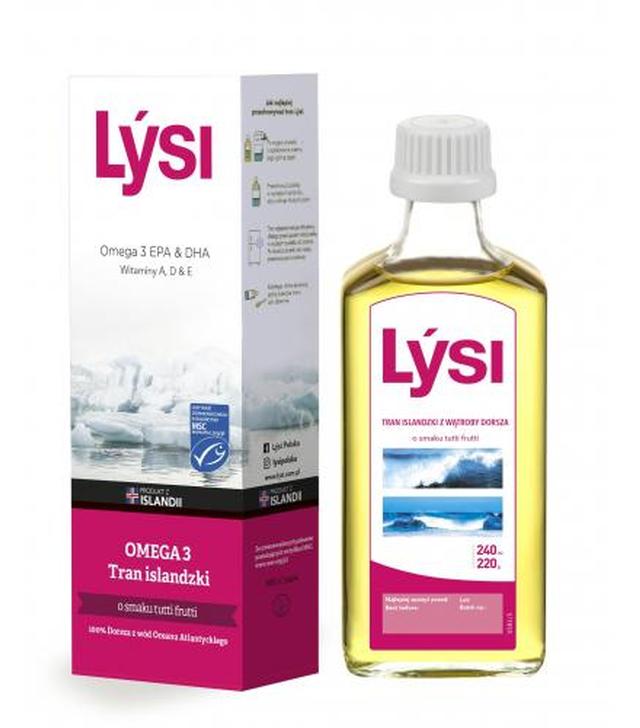 Lysi Tran Islandzki o smaku tutti frutti, 240 ml