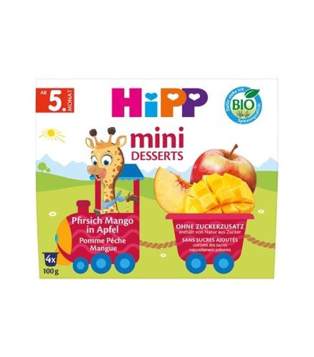 Hipp Bio od pokoleń, Jabłka-Brzoskwinie-Mango, od 5. m-ca, 4 x 100 g
